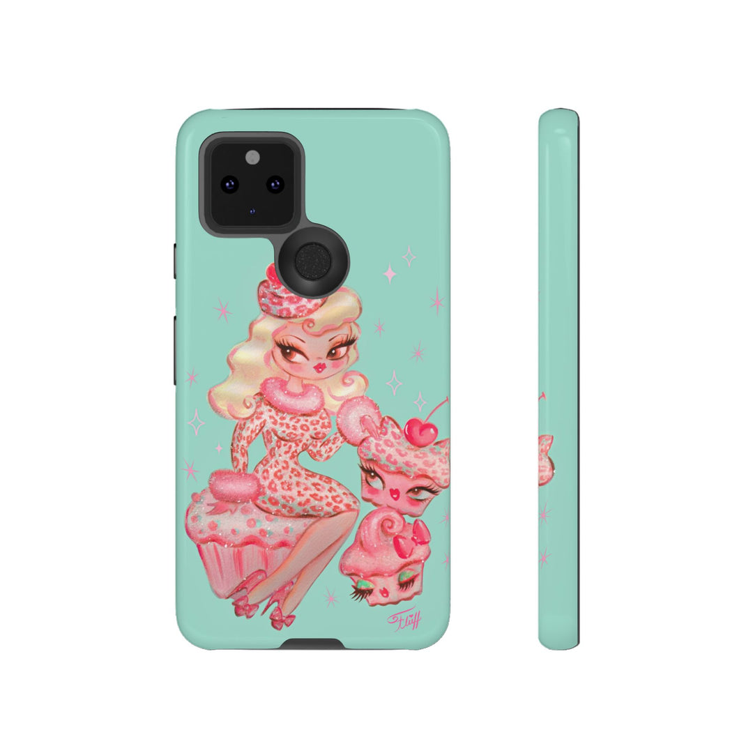 Leopard and Pink Cupcake Girl • Tough Phone Case