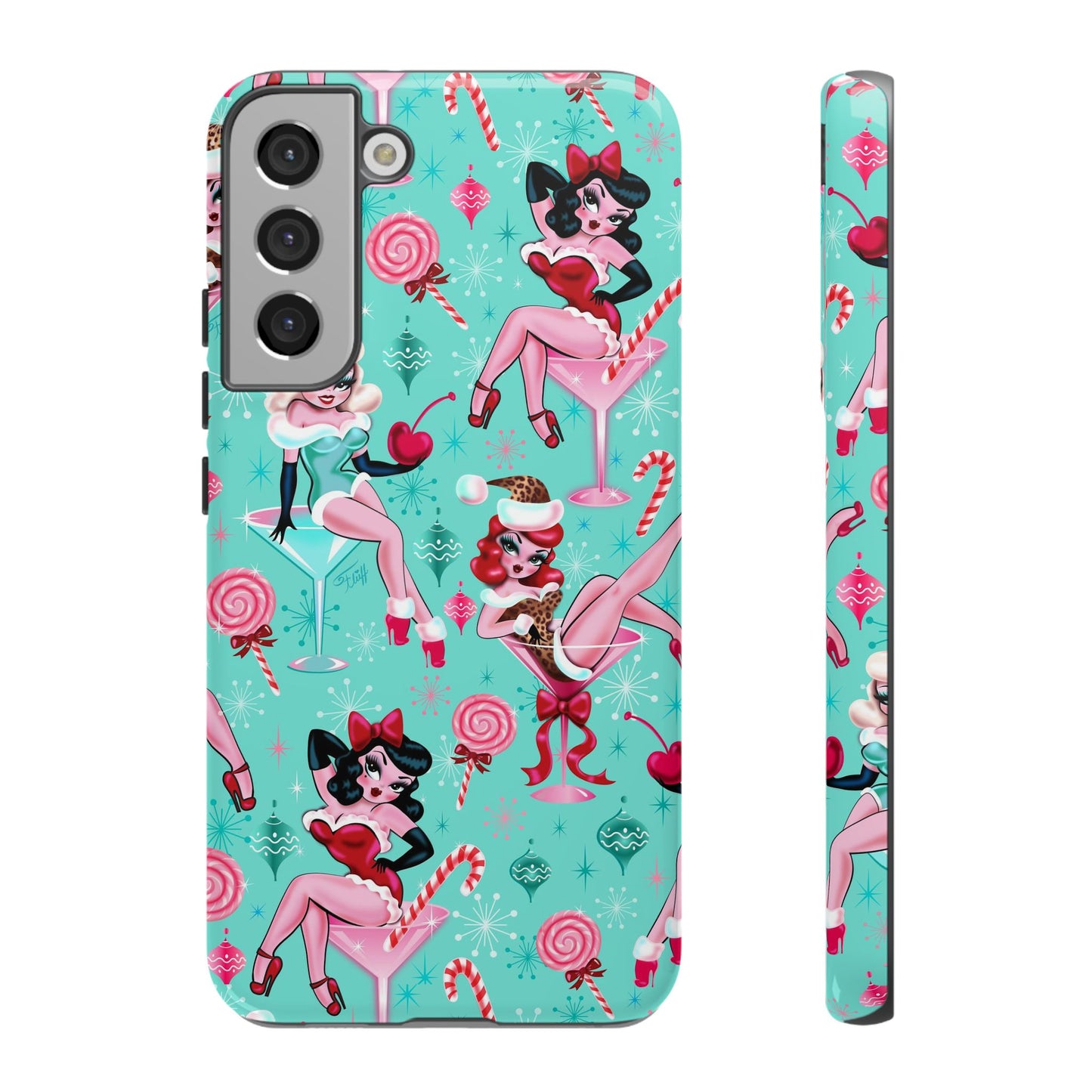 Christmas Candy Martini Pinup Girls • Tough Phone Case