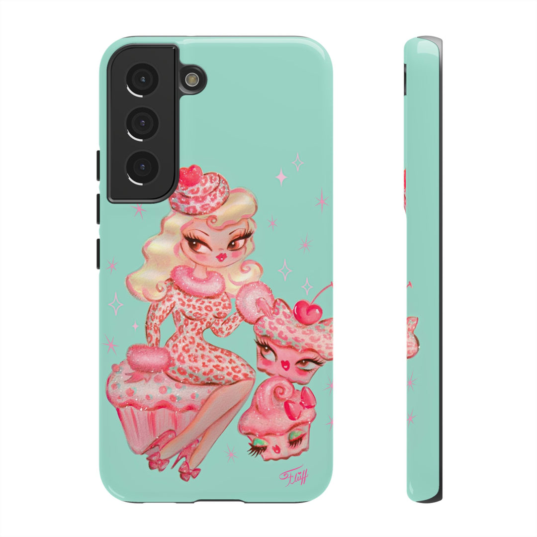 Leopard and Pink Cupcake Girl • Tough Phone Case