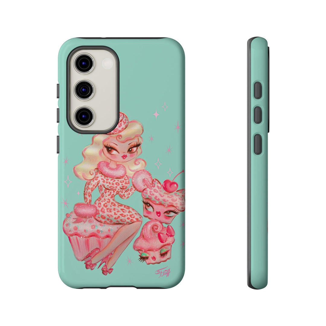 Leopard and Pink Cupcake Girl • Tough Phone Case