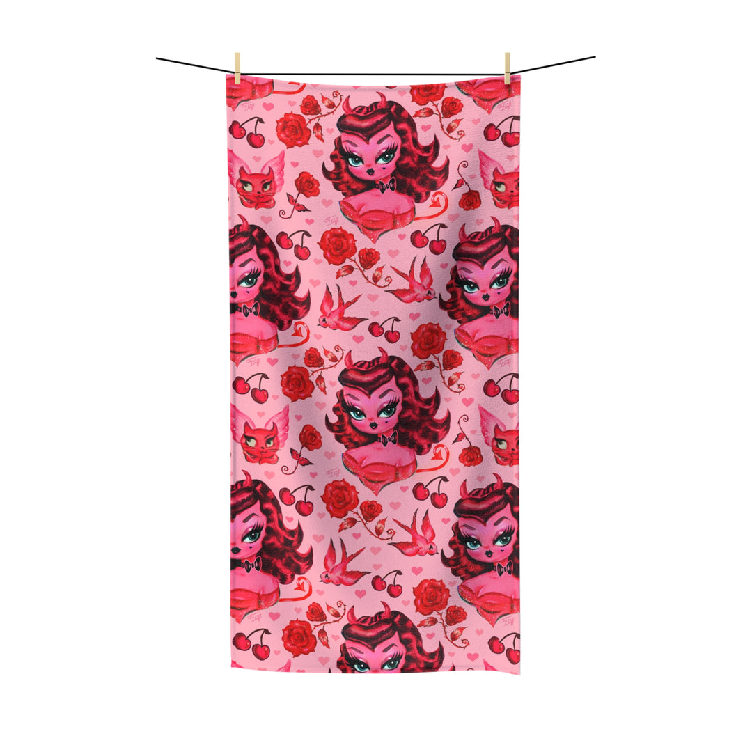 Devil Dolly with Roses and Cherries • Towel