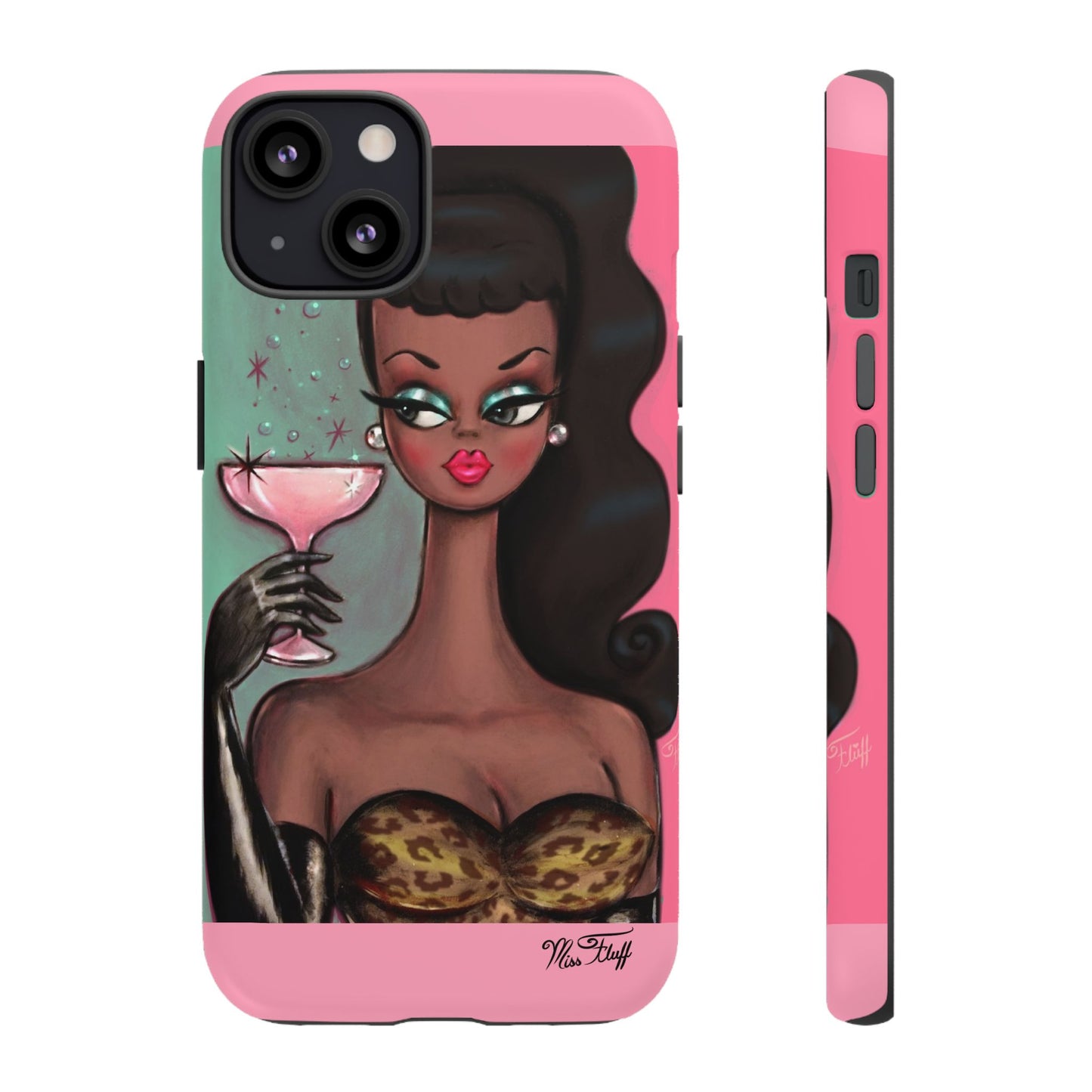 Brunette with Pink Champagne • Tough Phone Case