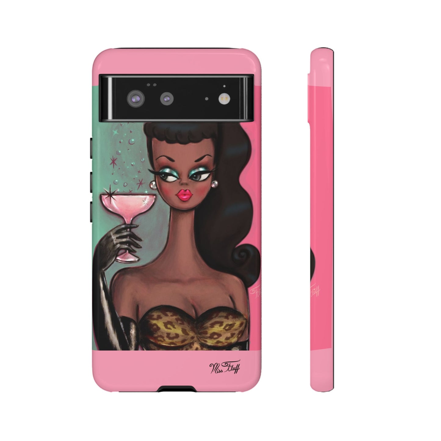 Brunette with Pink Champagne • Tough Phone Case