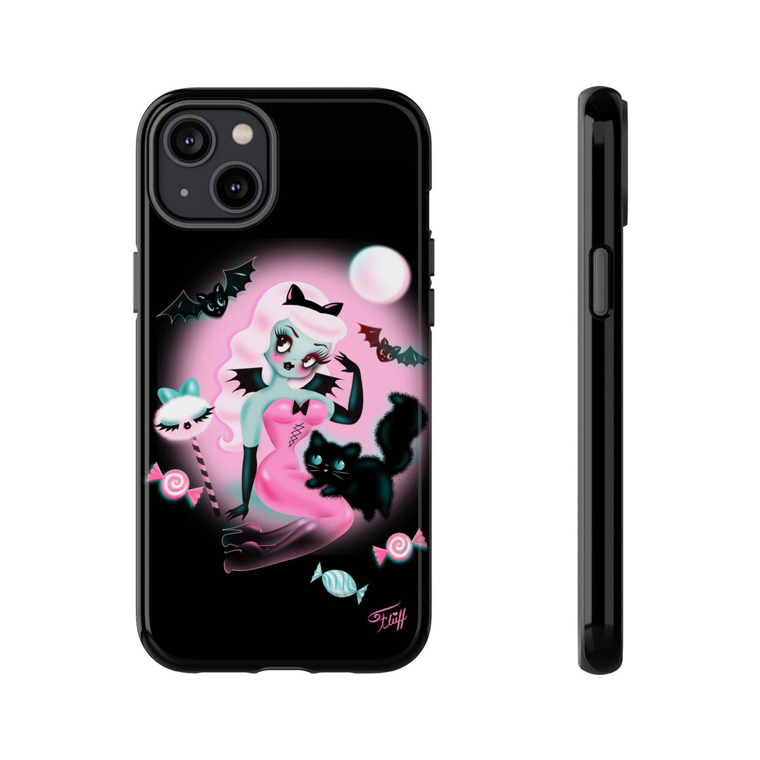 Pastel Candy Vampire with Kitty on Black • Tough Phone Case