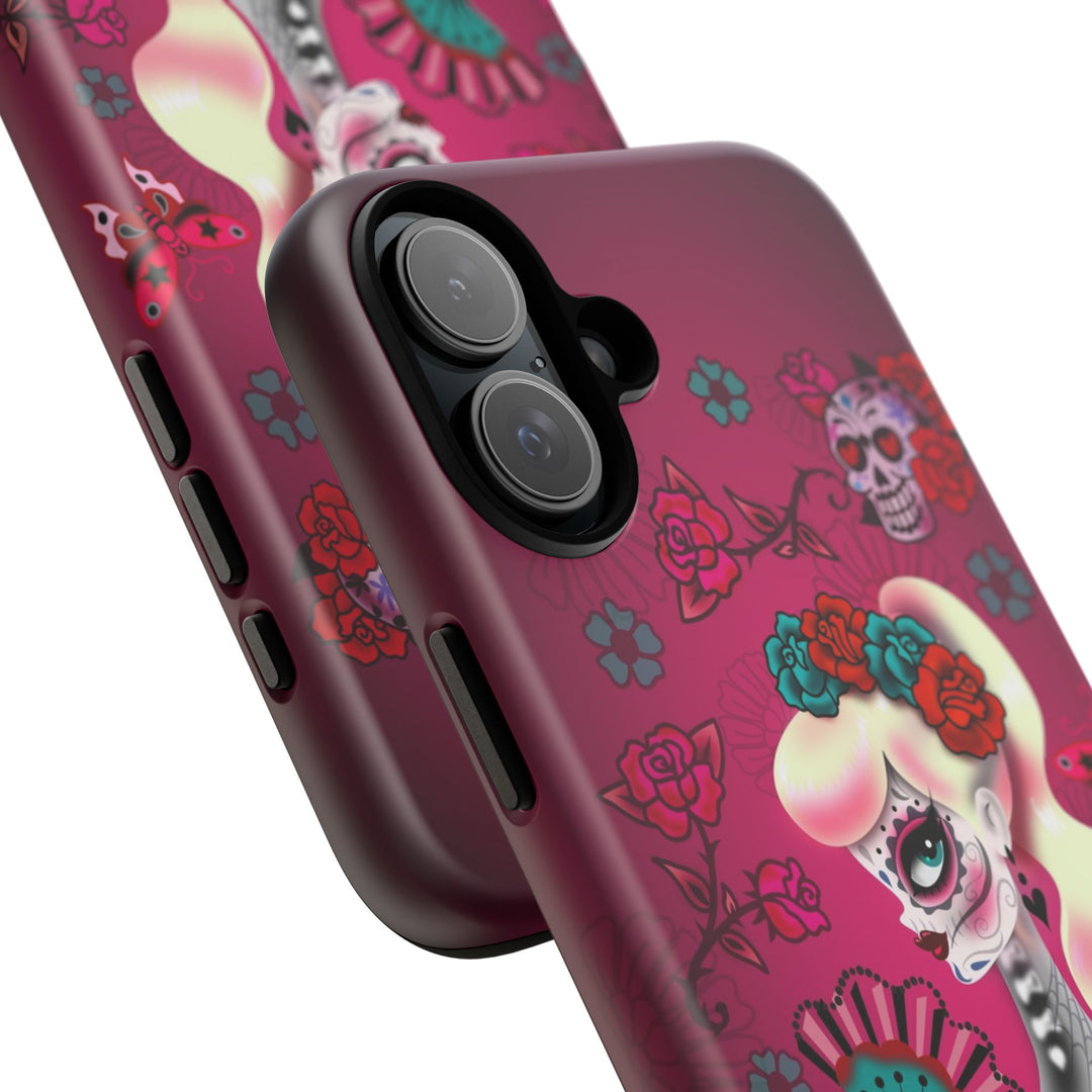 Blonde Sugar Skull Pinup Girl • Tough Phone Case