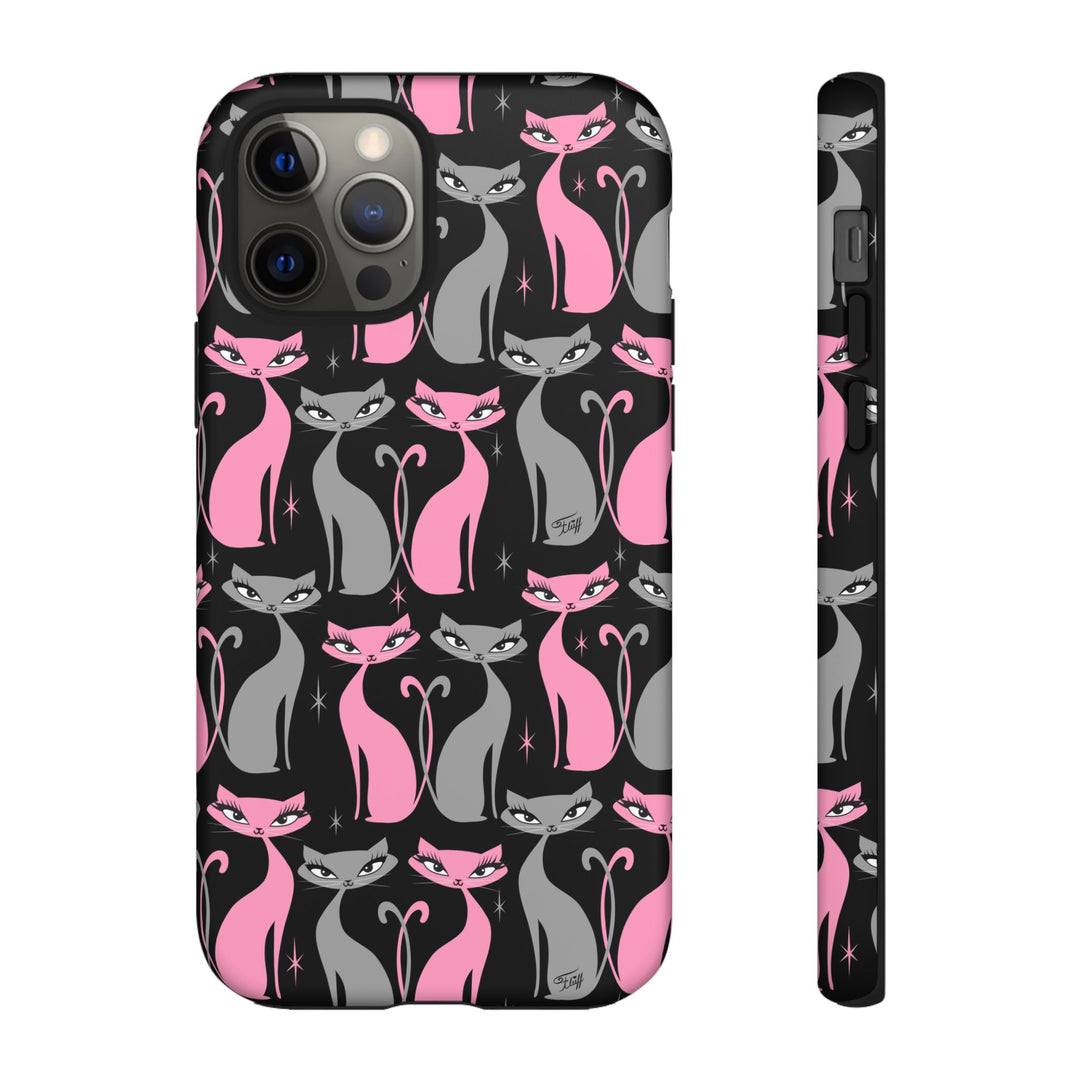 Mod Love Cats on Black • Tough Phone Case