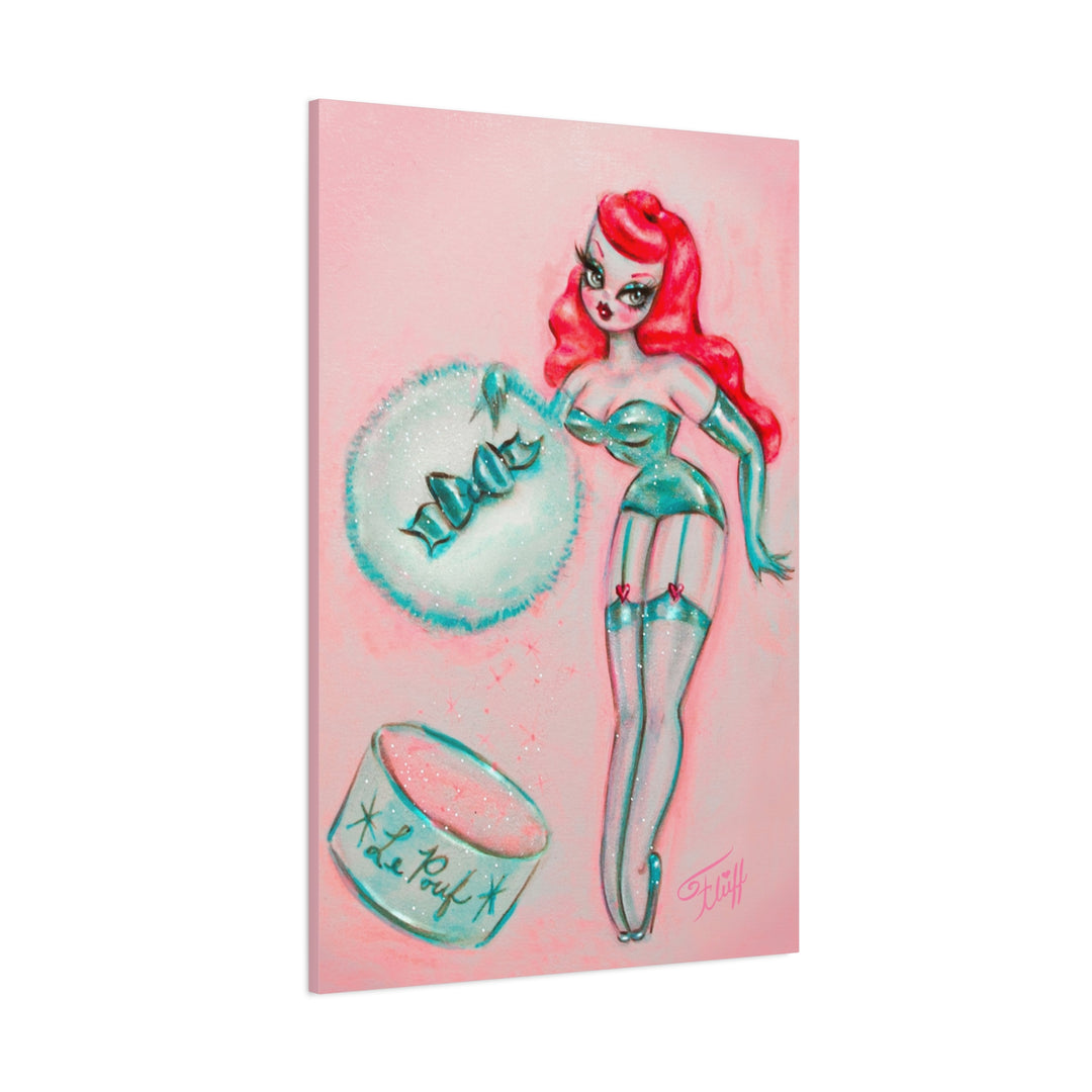 Redhead Mint Powder Puff Girl • Canvas Gallery Wrap