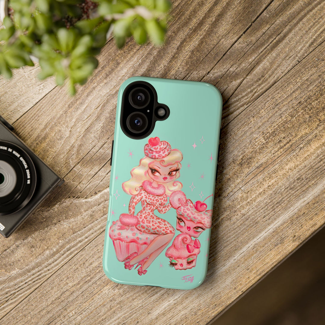 Leopard and Pink Cupcake Girl • Tough Phone Case