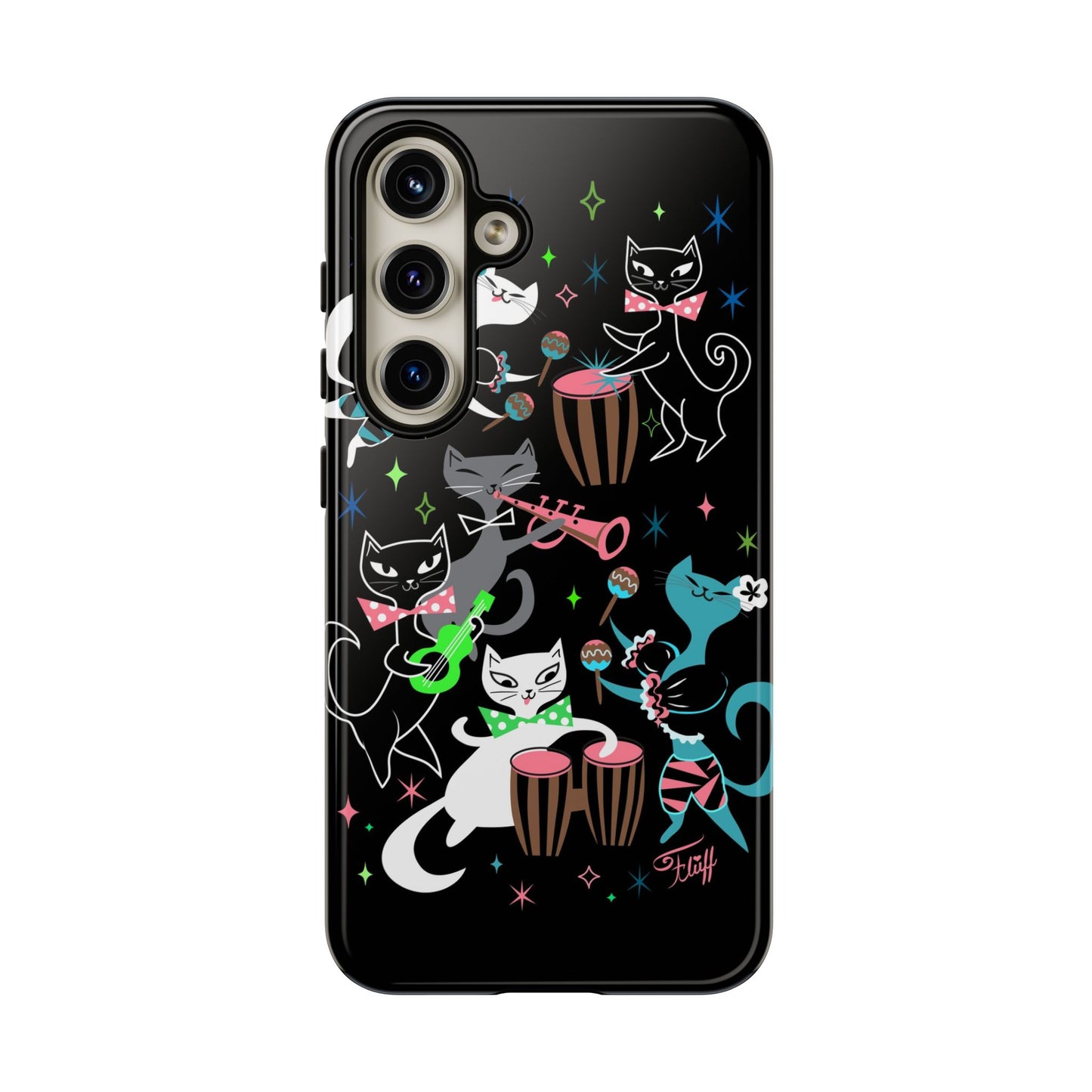 Mambo Kitties Band on Black • Tough Phone Case