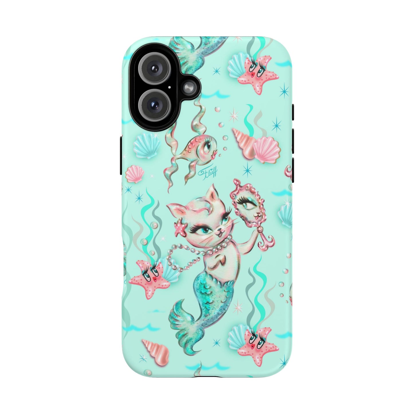 Merkitten with Pearls Aqua • Tough Phone Case