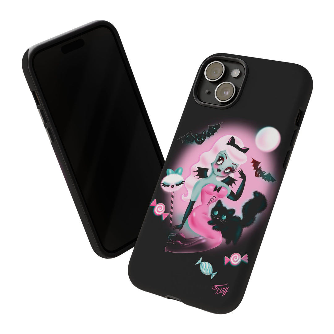 Pastel Candy Vampire with Kitty on Black • Tough Phone Case