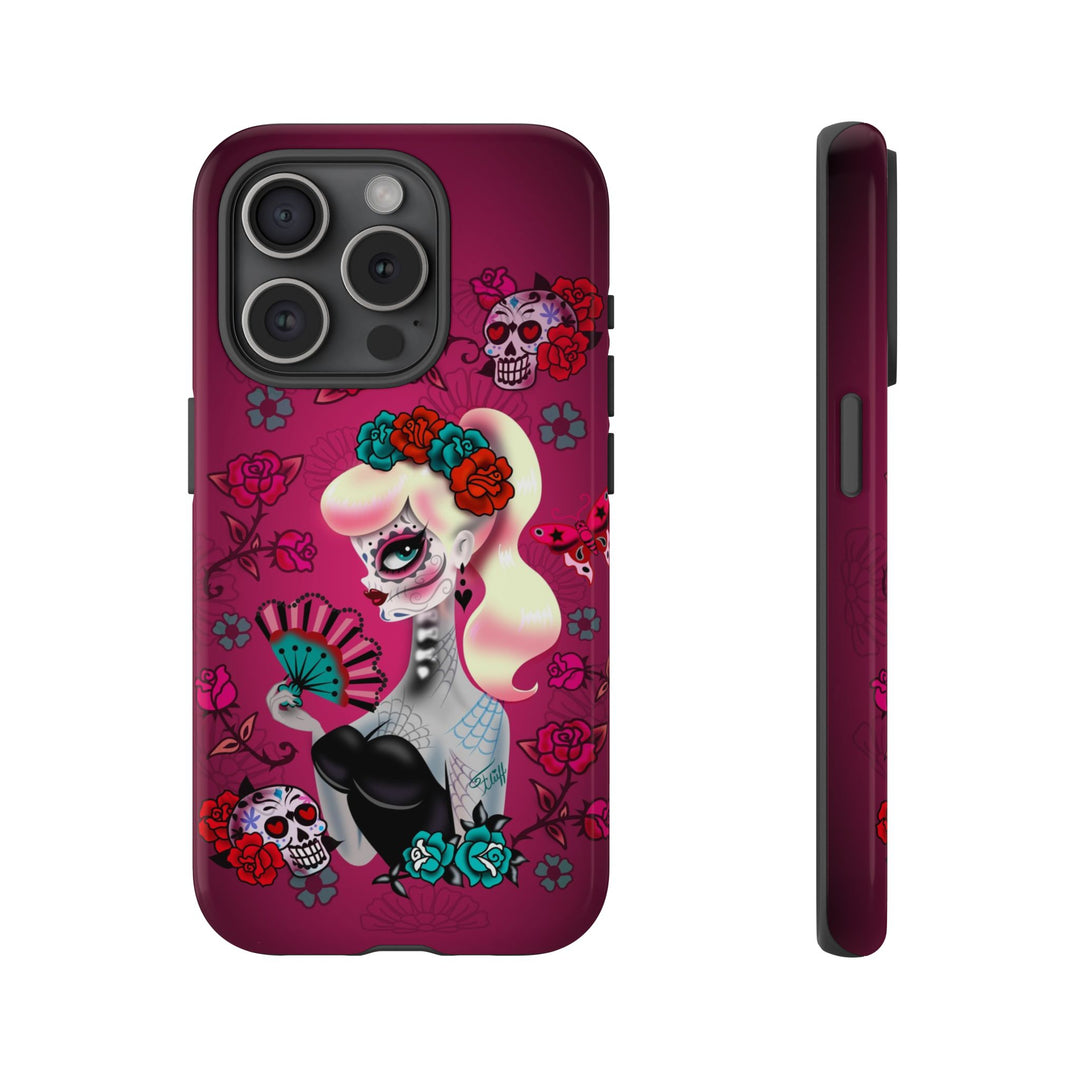 Blonde Sugar Skull Pinup Girl • Tough Phone Case