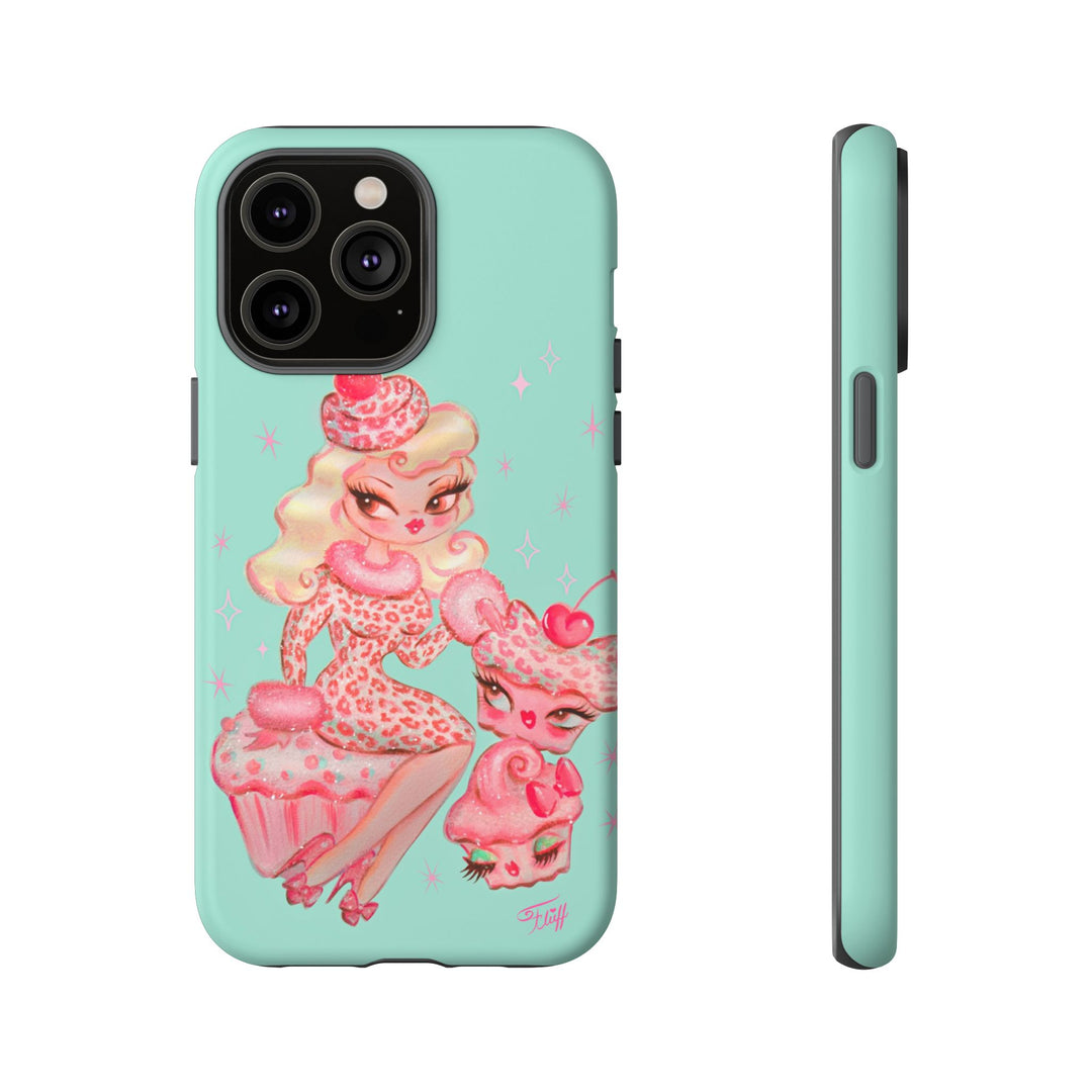 Leopard and Pink Cupcake Girl • Tough Phone Case