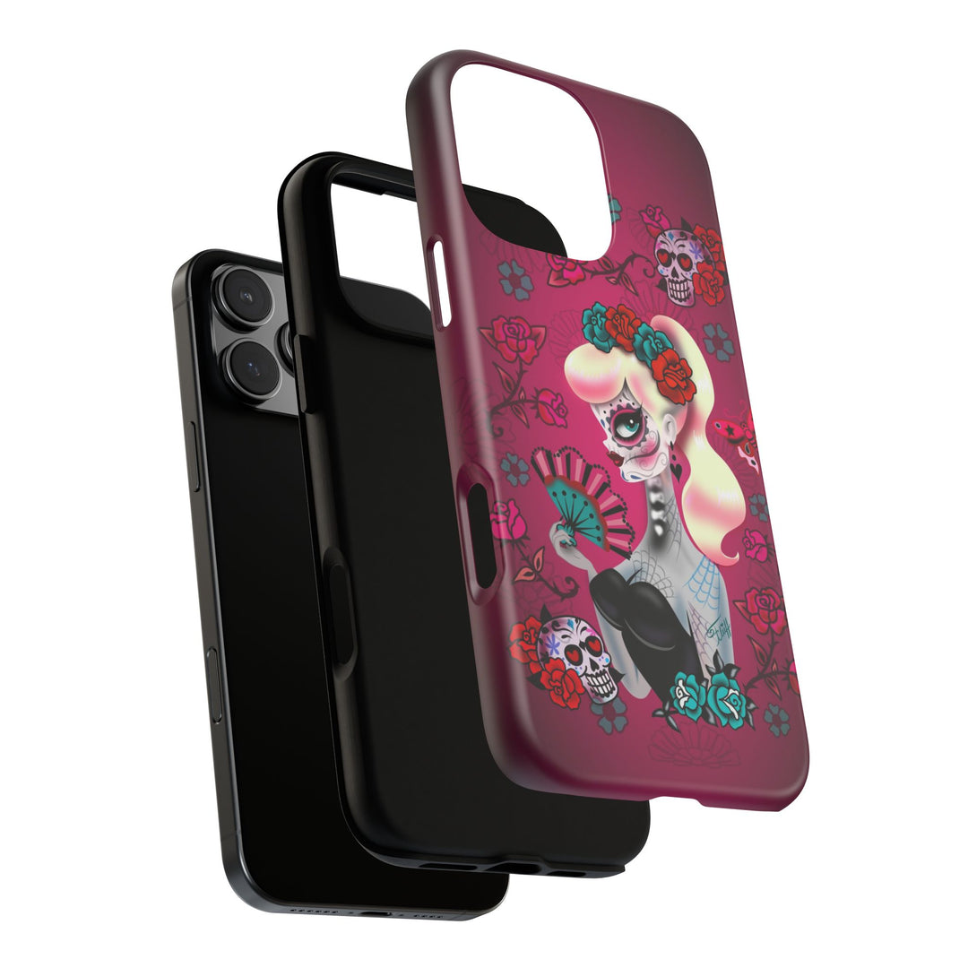 Blonde Sugar Skull Pinup Girl • Tough Phone Case