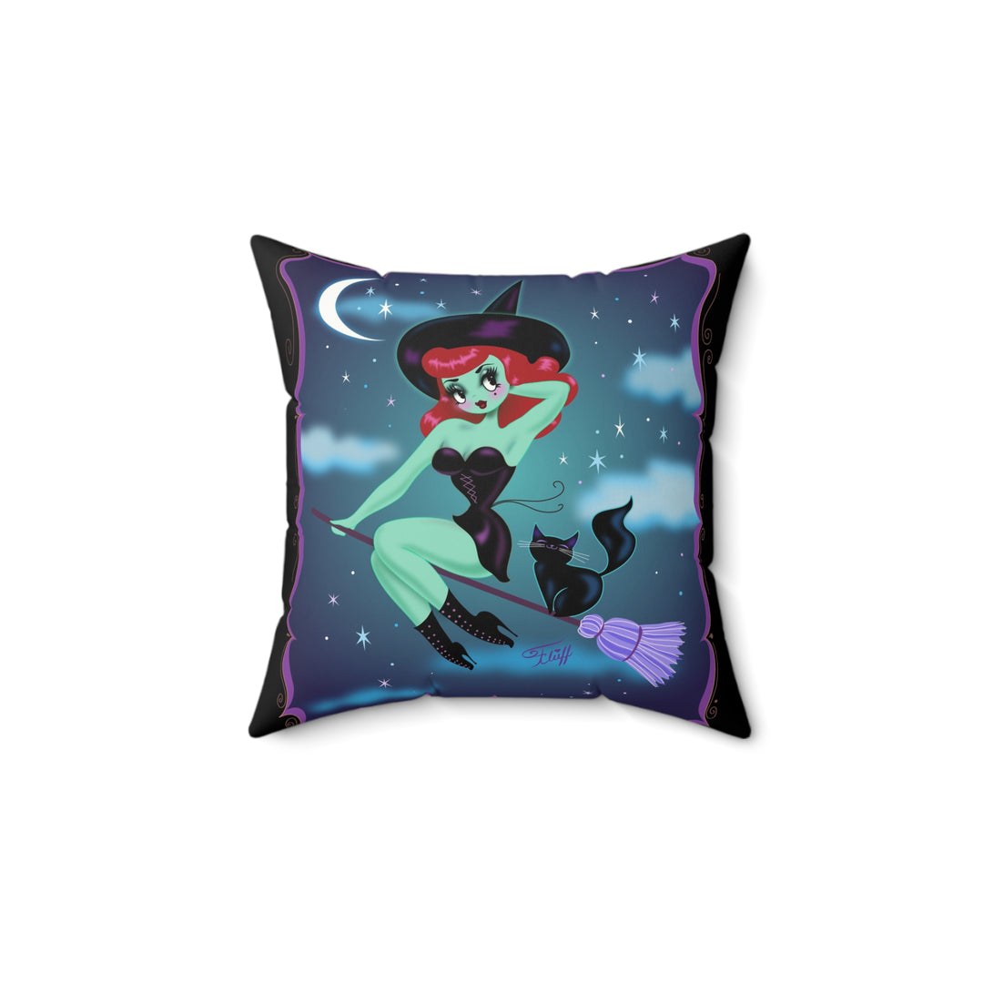 Cute Pinup Witch • Faux Suede Pillow