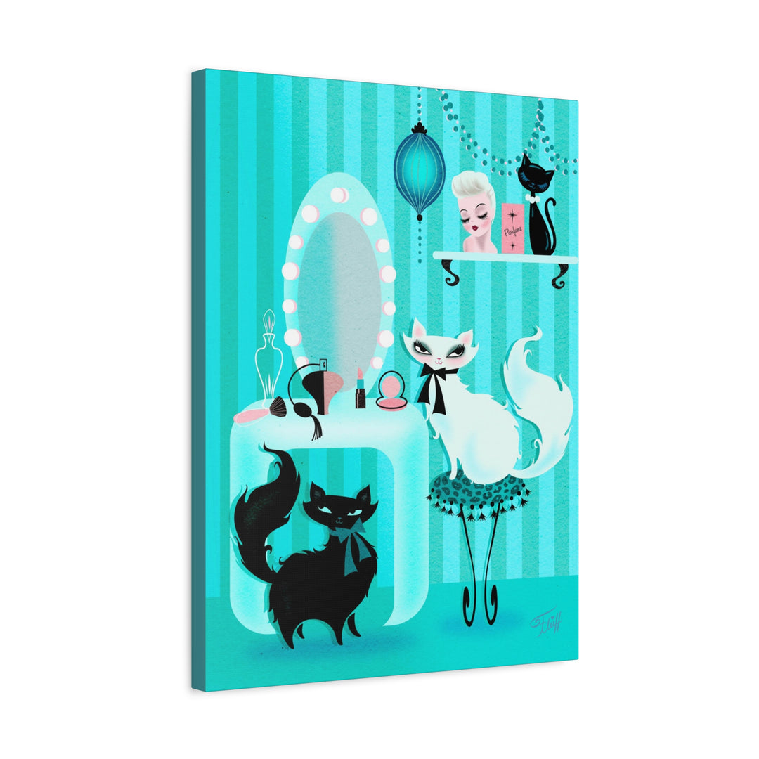Kitties in the Boudoir Mint • Canvas Gallery Wrap