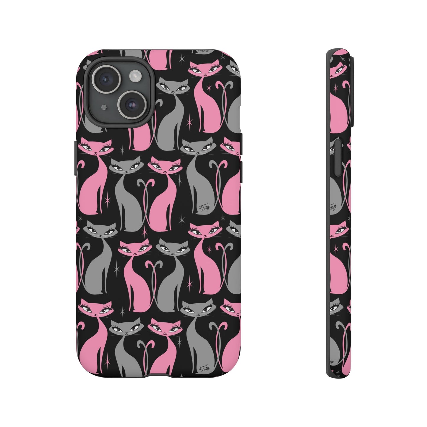 Mod Love Cats on Black • Tough Phone Case