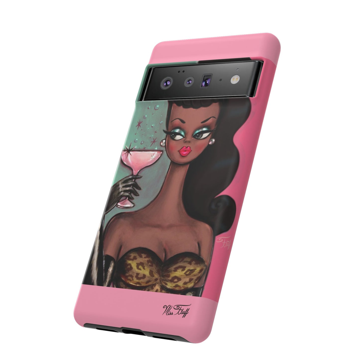 Brunette with Pink Champagne • Tough Phone Case