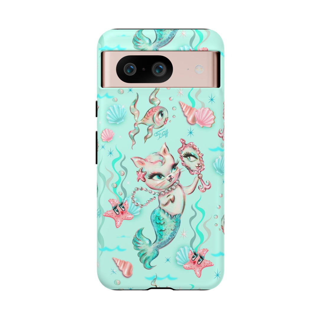 Merkitten with Pearls Aqua • Tough Phone Case