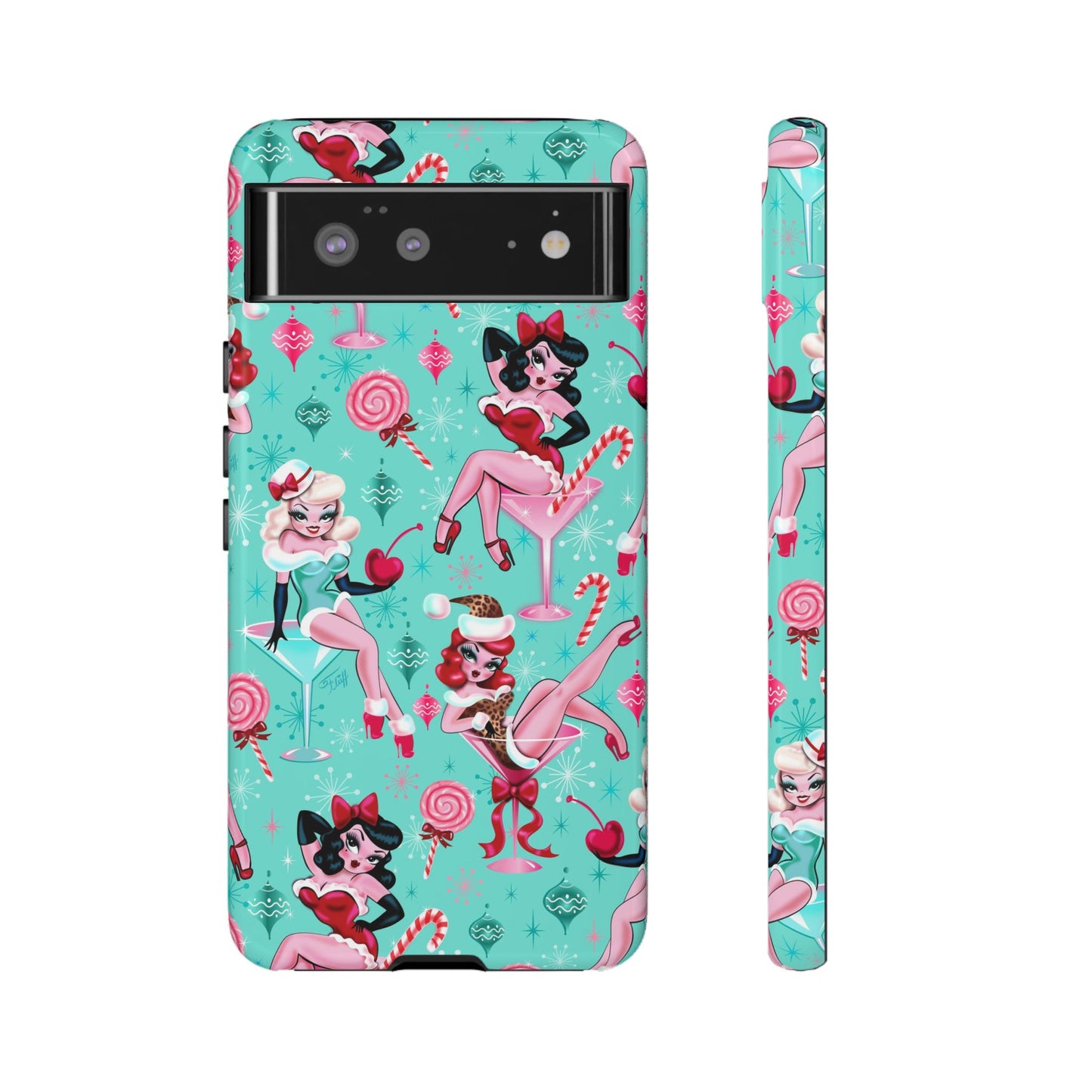 Christmas Candy Martini Pinup Girls • Tough Phone Case