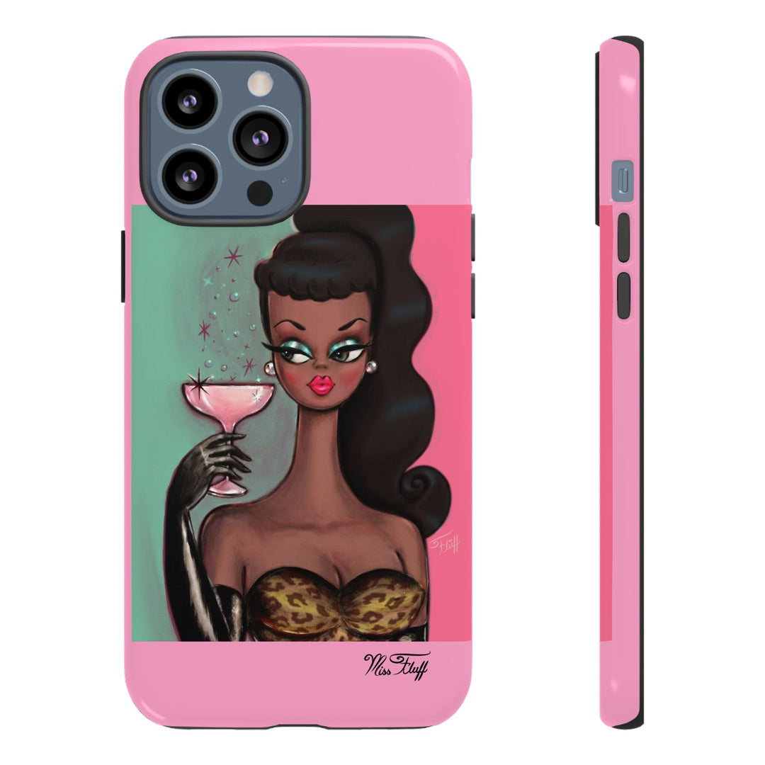 Brunette with Pink Champagne • Tough Phone Case