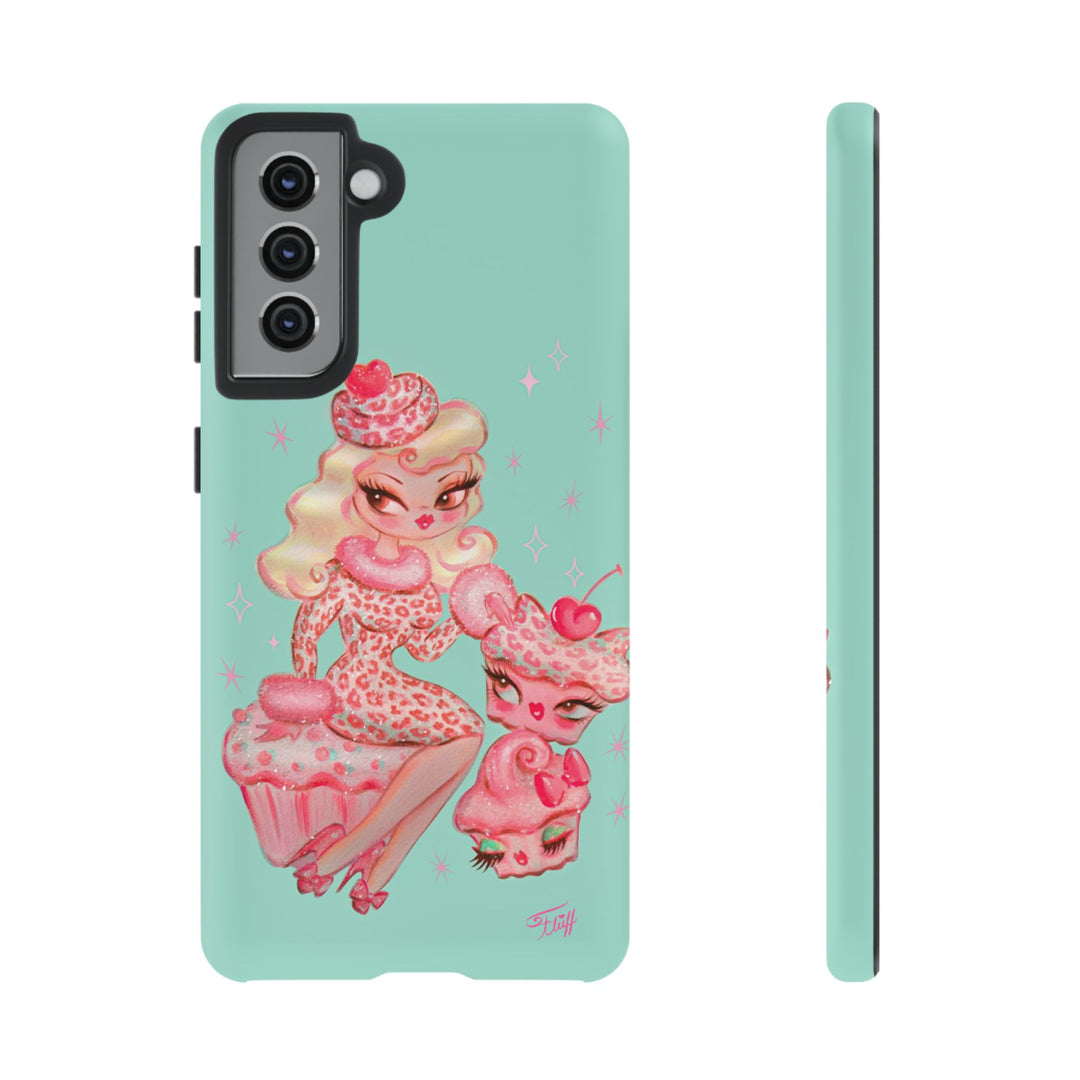 Leopard and Pink Cupcake Girl • Tough Phone Case