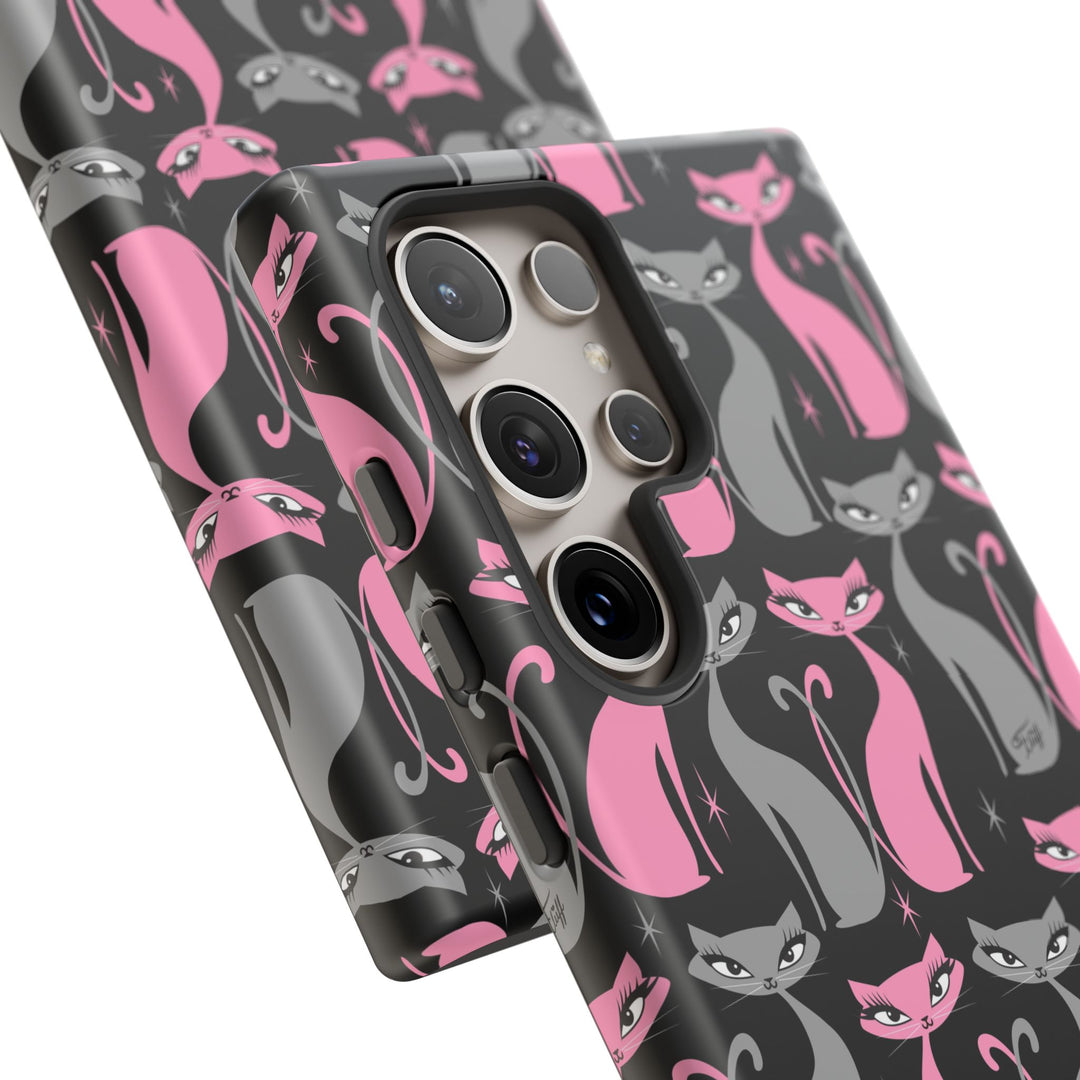 Mod Love Cats on Black • Tough Phone Case