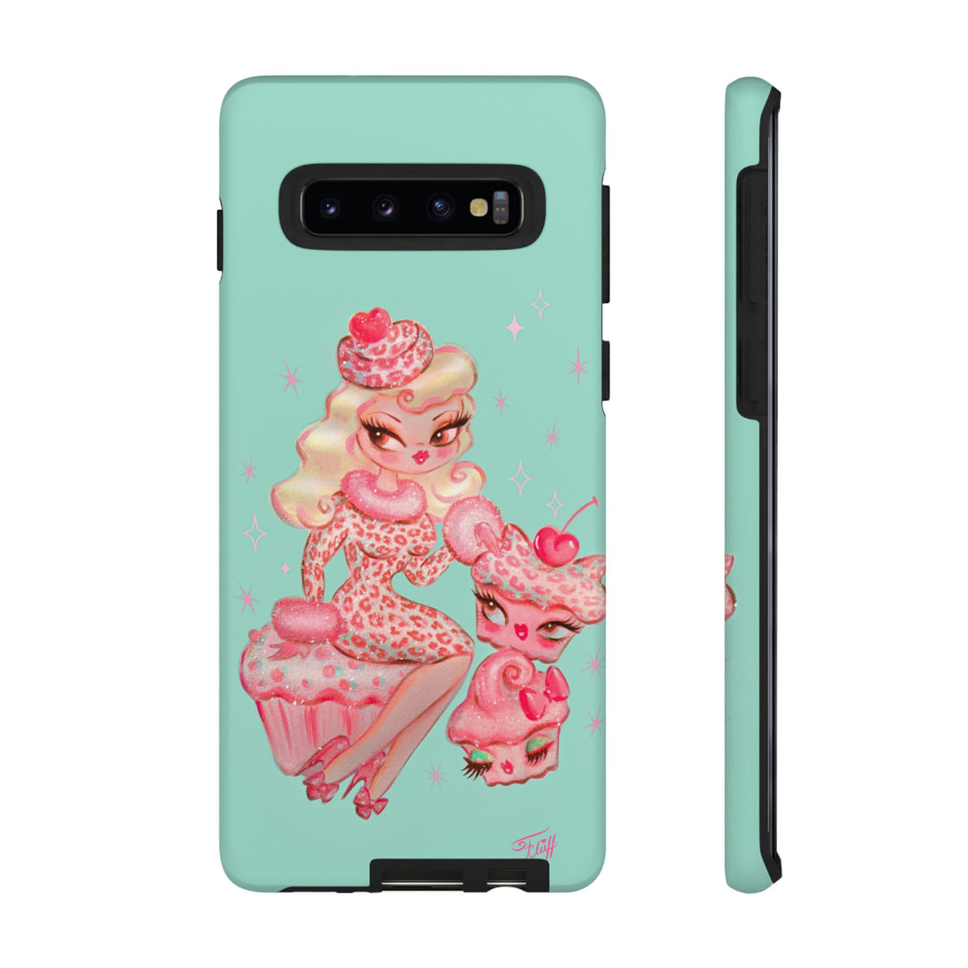 Leopard and Pink Cupcake Girl • Tough Phone Case