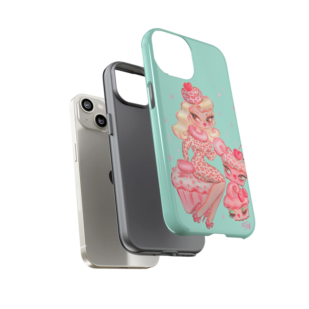 Leopard and Pink Cupcake Girl • Tough Phone Case