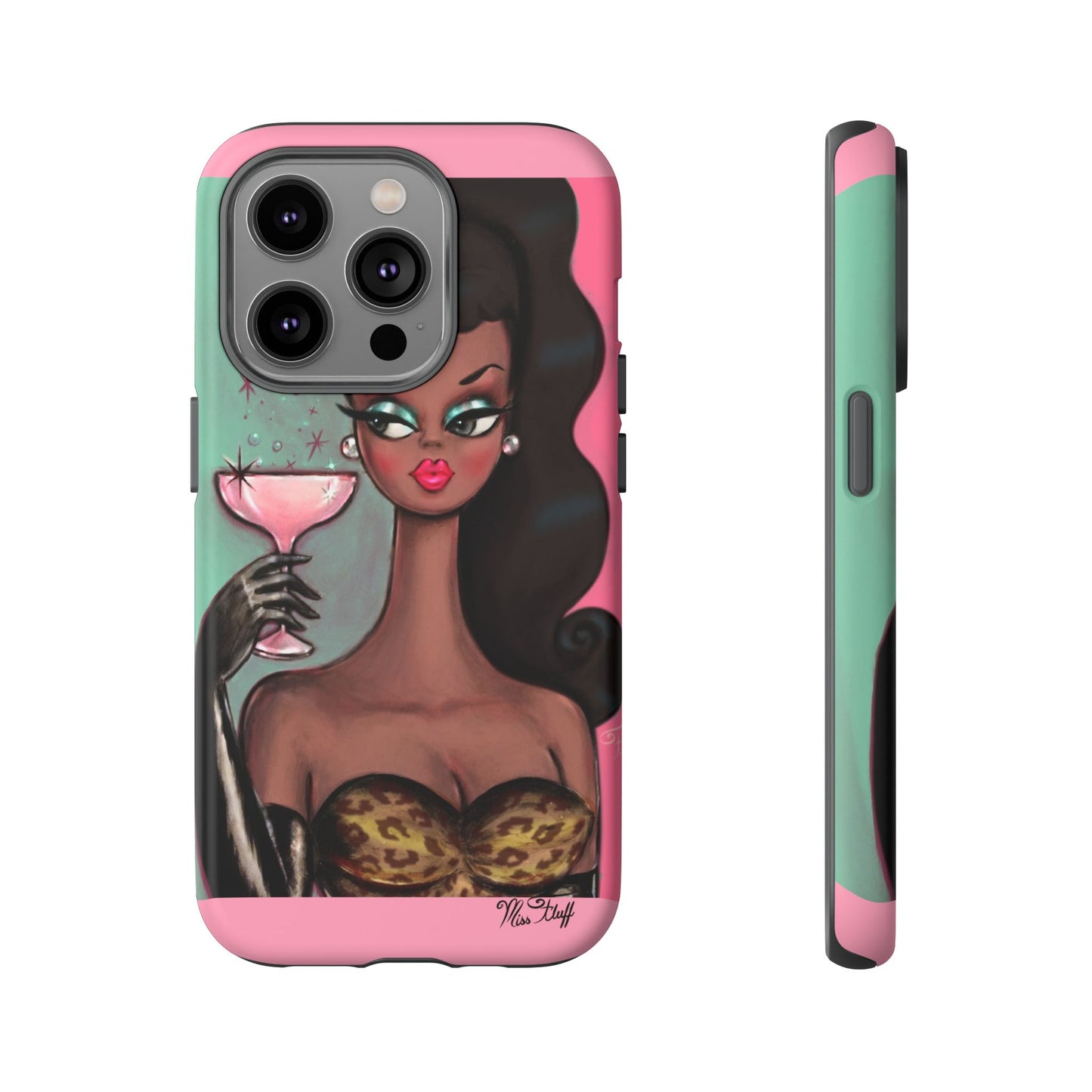 Brunette with Pink Champagne • Tough Phone Case