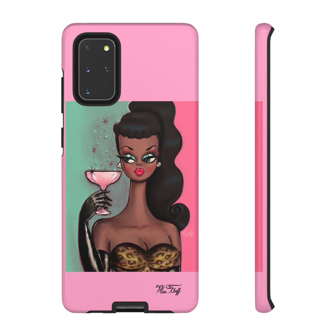 Brunette with Pink Champagne • Tough Phone Case
