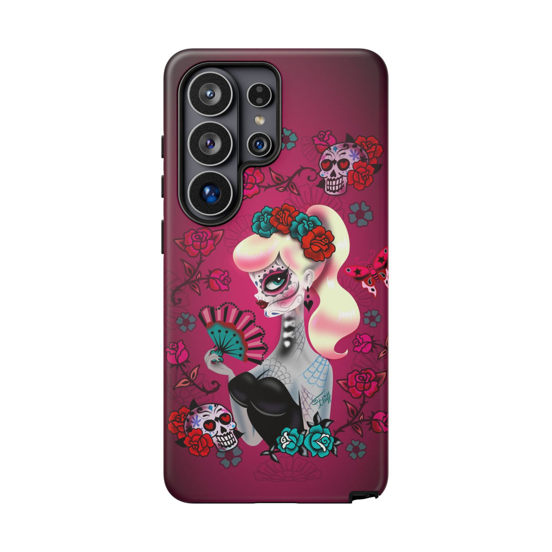 Blonde Sugar Skull Pinup Girl • Tough Phone Case