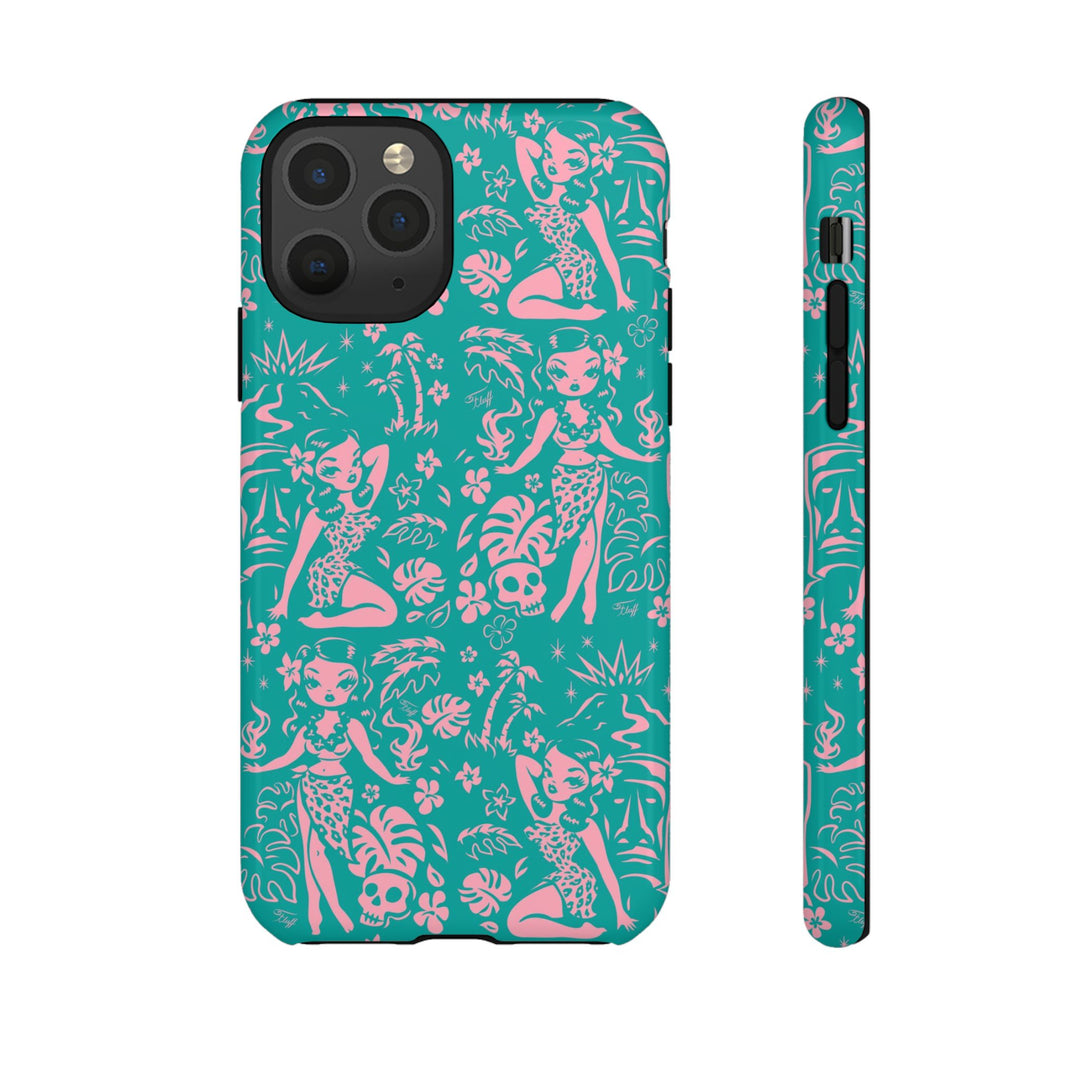 Tiki Temptress - Aqua and Pink • Tough Phone Case