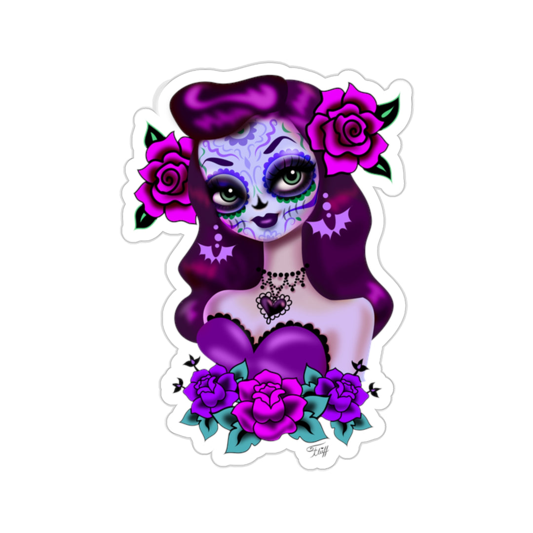 Purple Sugar Skull Girl • Kiss-Cut Sticker