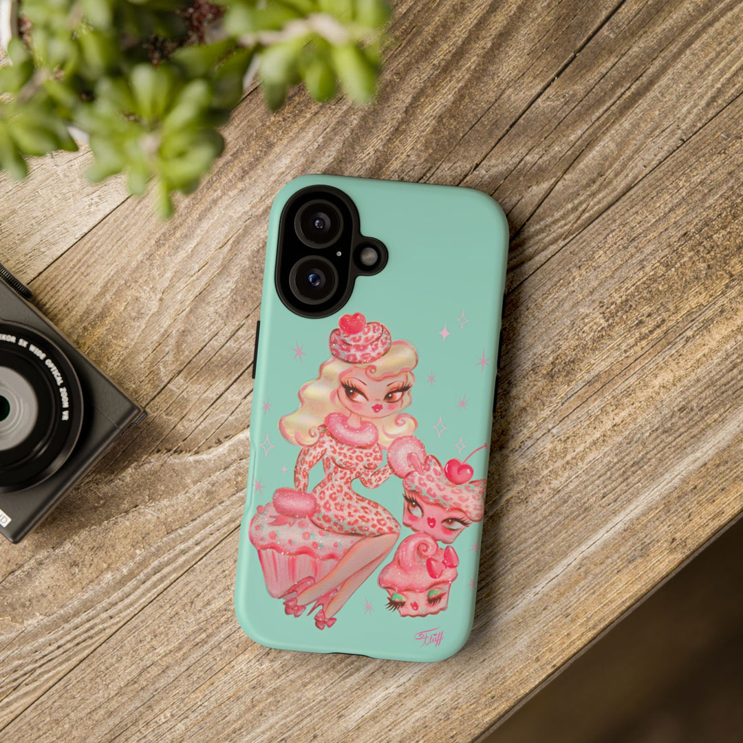 Leopard and Pink Cupcake Girl • Tough Phone Case