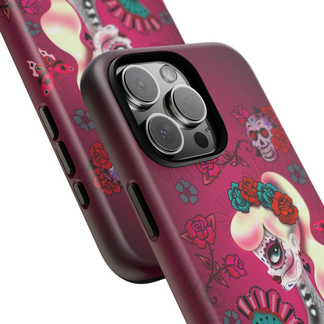 Blonde Sugar Skull Pinup Girl • Tough Phone Case