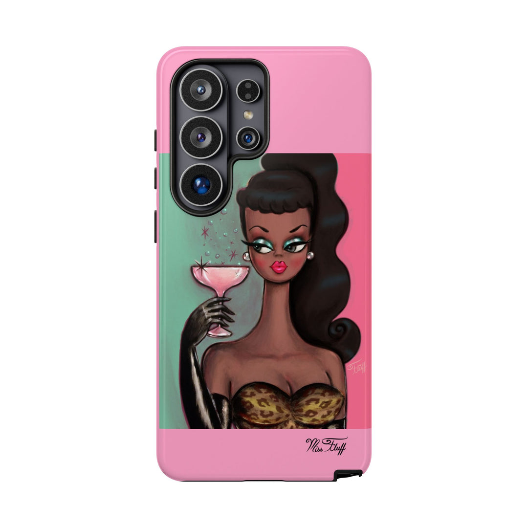Brunette with Pink Champagne • Tough Phone Case