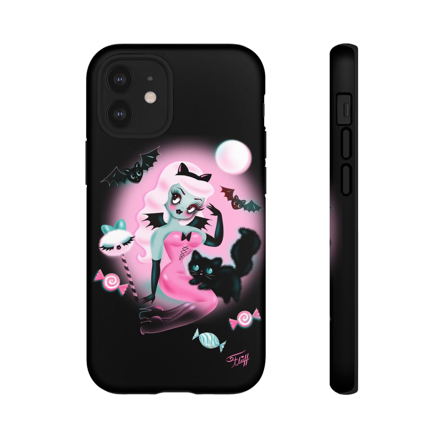 Pastel Candy Vampire with Kitty on Black • Tough Phone Case