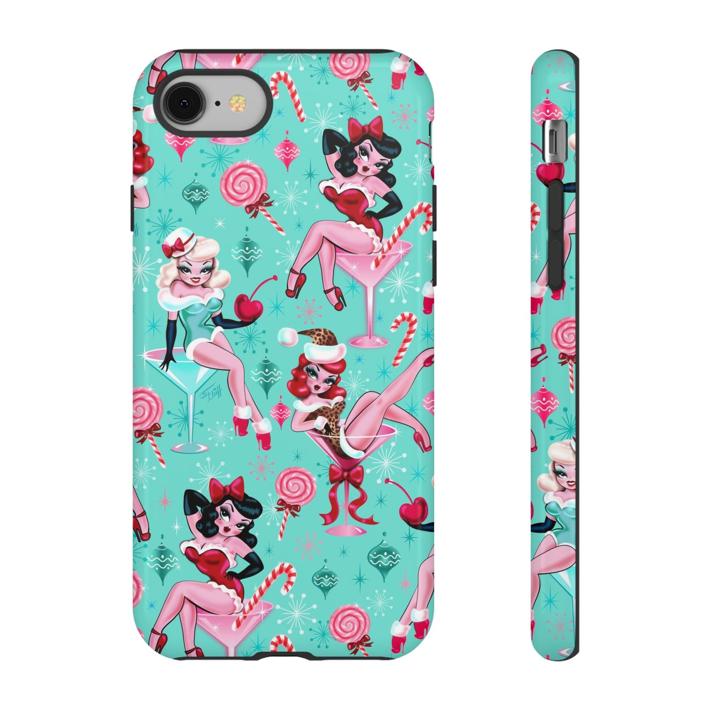 Christmas Candy Martini Pinup Girls • Tough Phone Case