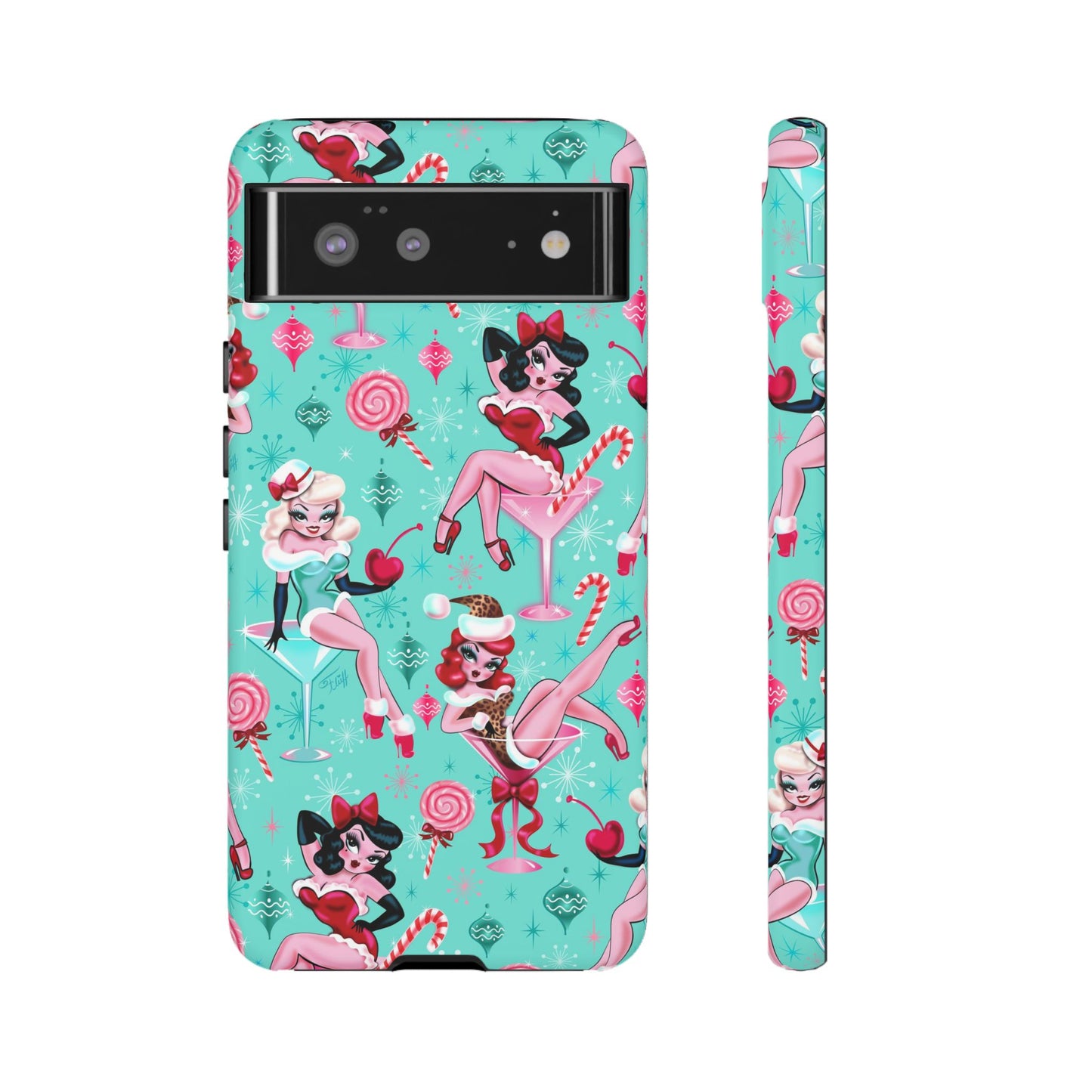 Christmas Candy Martini Pinup Girls • Tough Phone Case