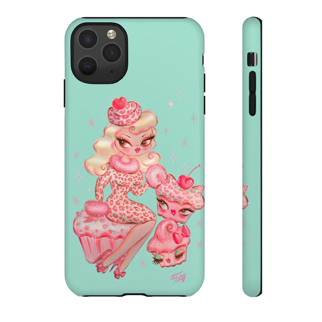 Leopard and Pink Cupcake Girl • Tough Phone Case