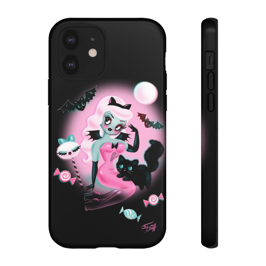 Pastel Candy Vampire with Kitty on Black • Tough Phone Case