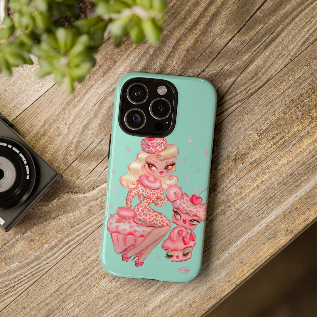 Leopard and Pink Cupcake Girl • Tough Phone Case