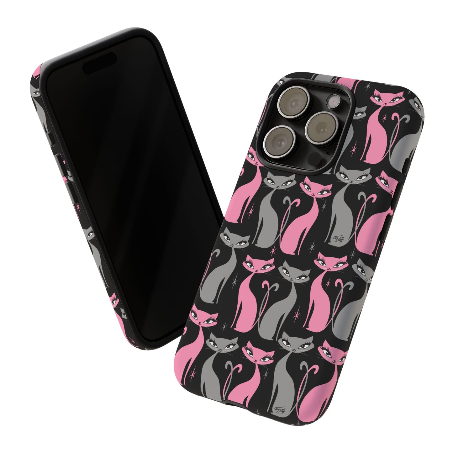 Mod Love Cats on Black • Tough Phone Case