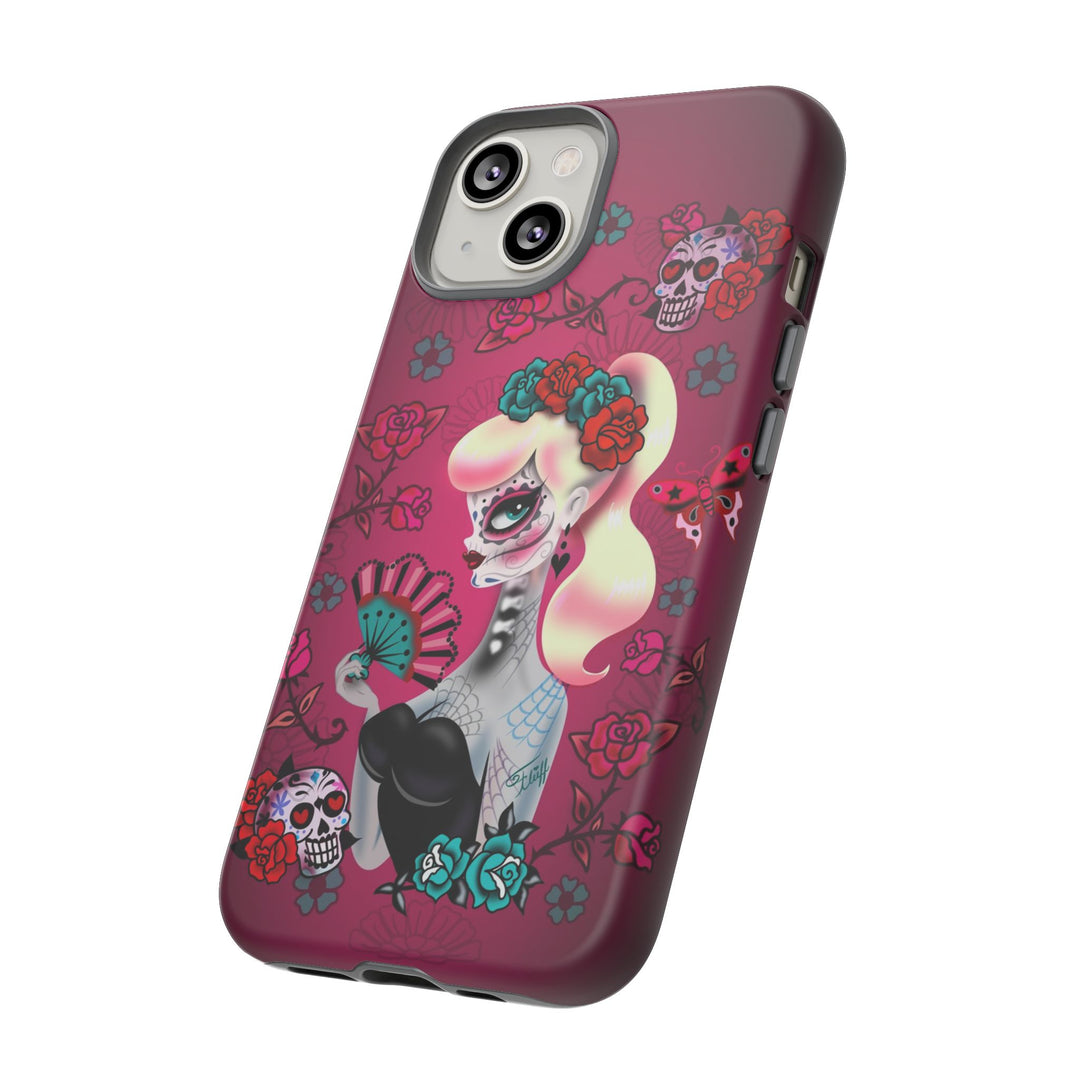 Blonde Sugar Skull Pinup Girl • Tough Phone Case