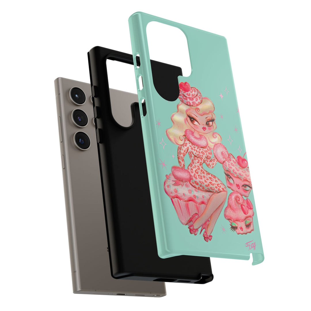 Leopard and Pink Cupcake Girl • Tough Phone Case