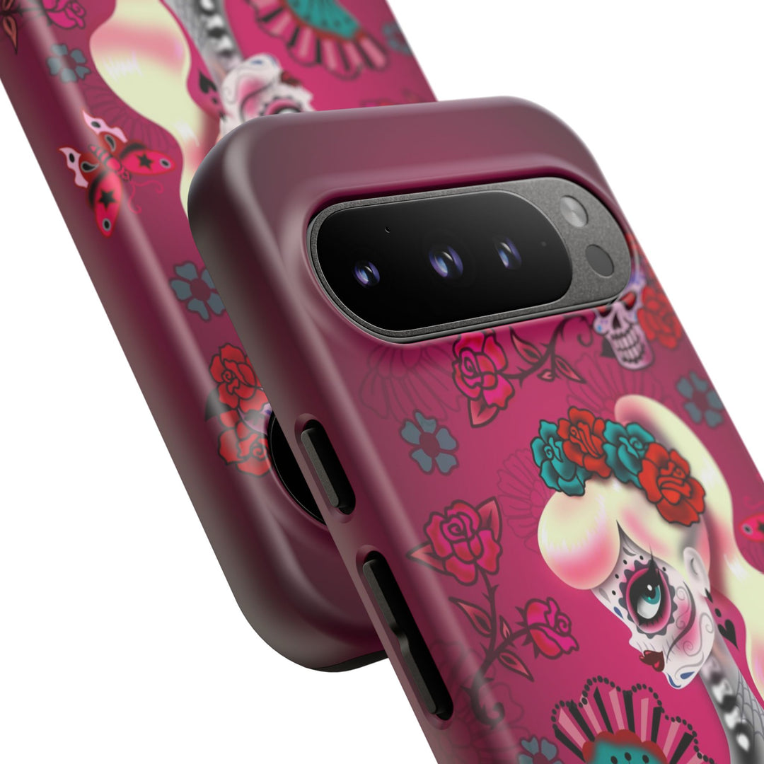 Blonde Sugar Skull Pinup Girl • Tough Phone Case