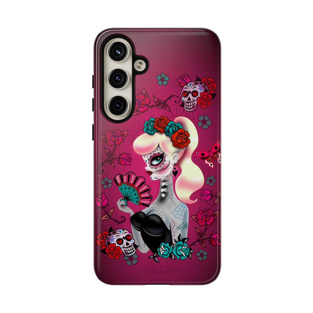 Blonde Sugar Skull Pinup Girl • Tough Phone Case