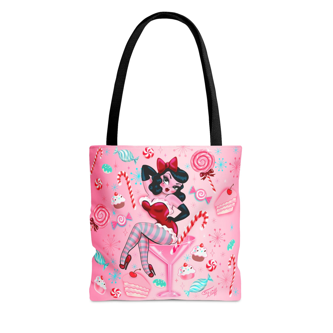 Candy Cane Martini Girl • Tote Bag