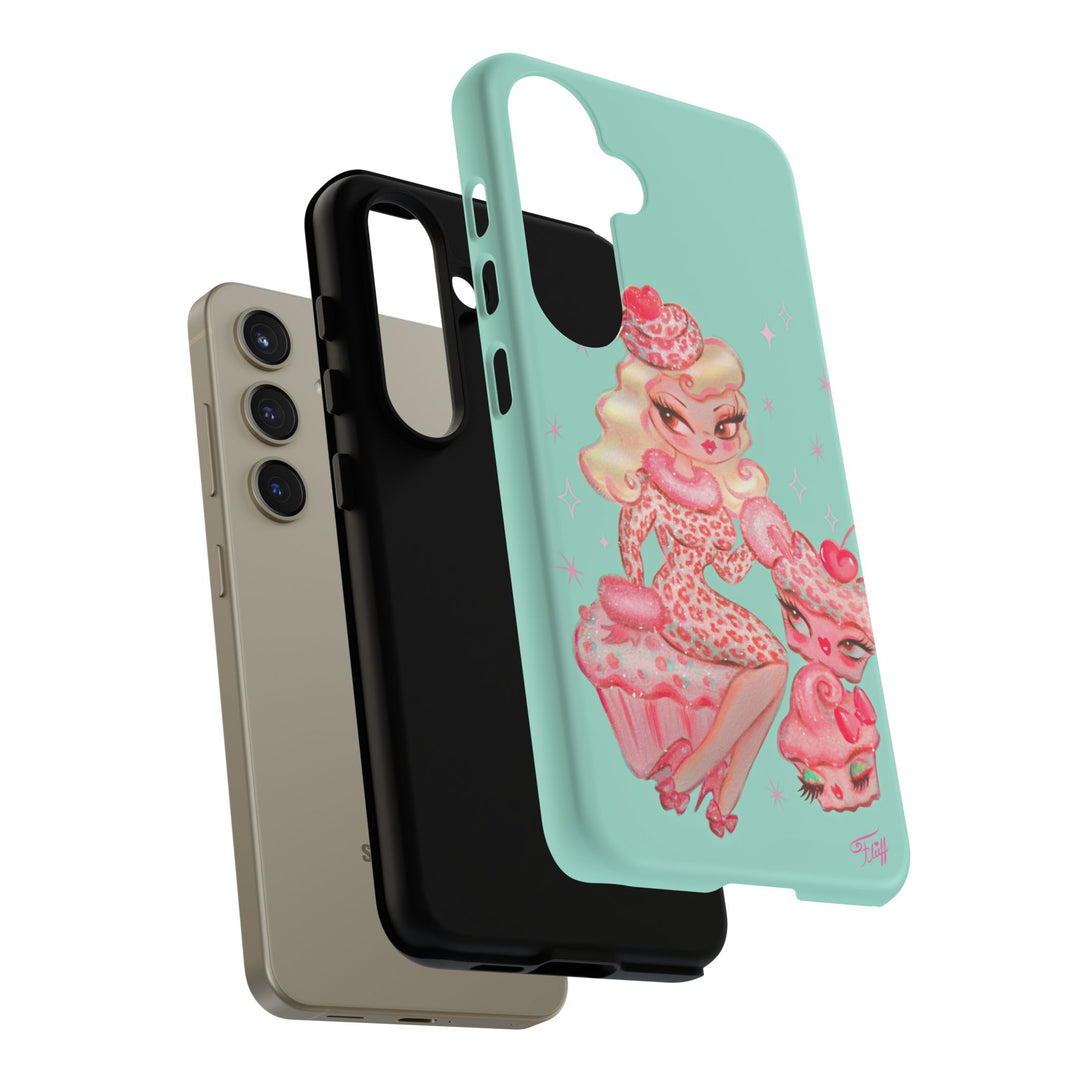 Leopard and Pink Cupcake Girl • Tough Phone Case